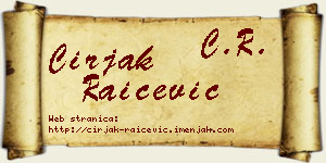 Ćirjak Raičević vizit kartica